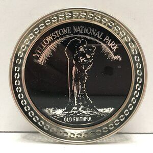 Vintage Yellowstone National Park USA Old Faithful Souvenir Tin Drink Coasters